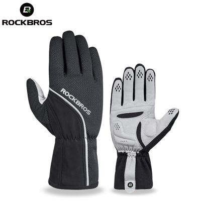 China Winter ROCKBROS Cycling Glove Full Finger Protection Thermal Cycling Warm Anti-skid Waterproof Windproof Motorcycle MTB Cycling Glove for sale