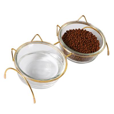 China Lovely Sustainable High Quality Dog Feeder Bowl Wholesale Slanted Drinking Bowl and Glass Pet Feeders for sale