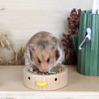 China New Design Automatic Anti-rotating Wooden Toys Pamper Accessories Bowl Pet Feeder Bowl Hamster Feeder Bowl for sale