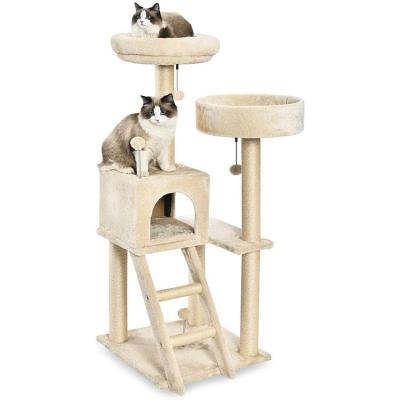 China Hot Sale Wholesale Wooden Cat Tree House Cat Scratching Tree Housing Furniture Breathable for sale