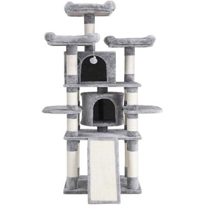 China Modern Castle Pet Furniture Wholesale Viable Sisal Rising Cat Tree Tower Condo Large Large Cat Tree for sale