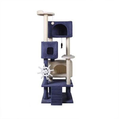 China Viable Hot Selling Cat Climbing Frame Large Nest Cat Tree Integrated Villa Cat Shelf Luxury Purple Tree for sale