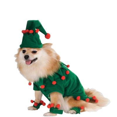 China New Sustainable Costume Christmas Dog Clothes Winter Suits Coat Hat Christmas Dress Up Pet Clothes for sale