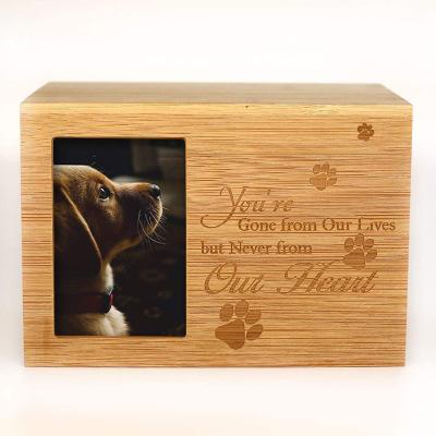 China Custom American Style Cremation Pet Urns For Dog Ashes Pet Sturdy Carved Wooden Pet Memorial Cremation Box Keepsake Keepsake for sale