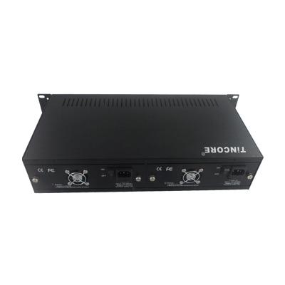 China Dual unmanaged FTTH 2U power supplyAC220V media converter rack 19