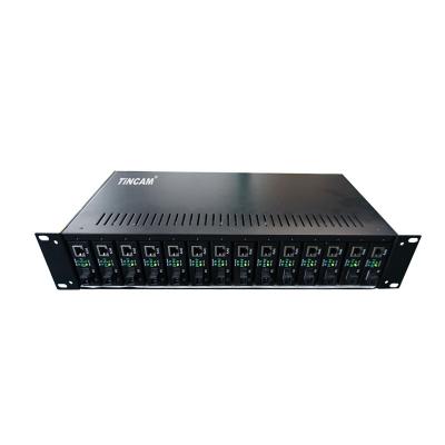 China Ftth TINCAM 2U 14 slot media converter classis 14 slot transceiver rack socket media converter classic for sale