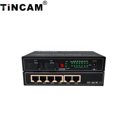 China School Tincam 10/100M fiber 2* port +4*FE factory price optical to ethernet media converter optical fiber network for sale