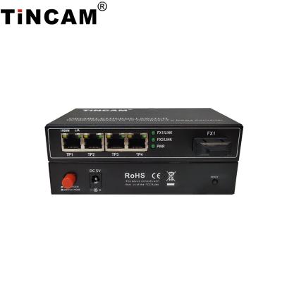 China Fast Ethernet Dual L Fiber Media Ftth TINCAM Ethernet 10/100/1000M port 1*fiber +4*RJ45 port single mode single mode converter for sale