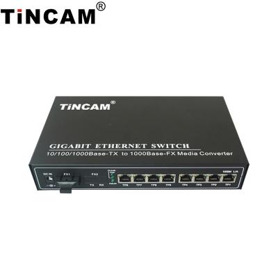 China Telecom Tincam 10/100/1000M 1*fiber +8*RJ45 Port 8 Ports Media Converter Gigabit Media Converter for sale