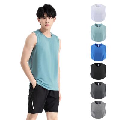 China Custom Logo Mens Sportswear Quick Dry Training Tops Plain Blank Workout Singlet Men Muscle Gym Tank Top Vest for sale