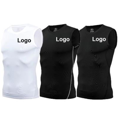 China Custom Logo Black Sleeveless Tank Top Fitness Wear Men T shirts Workout Clothing Sport Gym Men's Vests for sale