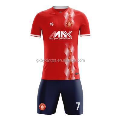 China High Quality Football Jersey Shorts Full Set Quick Dry Sublimated Printing Sports Wear Soccer Uniform for sale