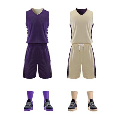 China Custom Your Own Team Quick Dry Blank Plain Men's Youth Basketball Uniforms Reversible Basket ball Jersey Set for sale