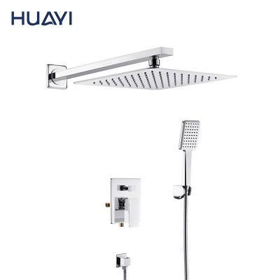 China Without Sliding Bar Huayi Chrome Rainfall Shower System Concealed Shower Faucet Mixer Set For Bathroom for sale