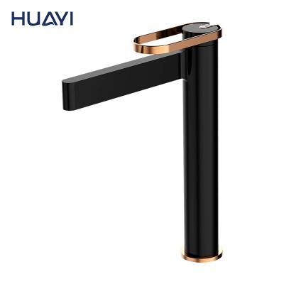 China Huayi UPC CUPC NSF Black Black Metered Basin Faucets High Taps Bathroom Mixers Tall Brass Sink Faucet for sale