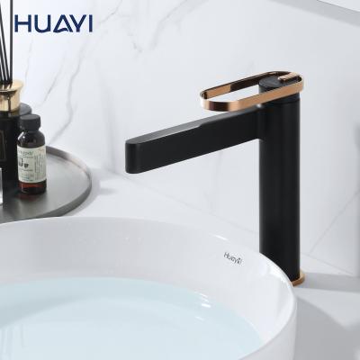 China Huayi Manufacturer UPC Black NSF Tall Basin Faucet Metered Bathroom Faucets Huayi High Basin Mixer Taps for sale