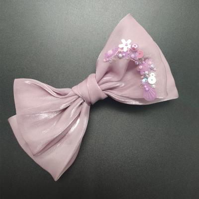 China 2021 European And American Style Grandwell Hair Accessories For Women Bow Clips With Beads for sale