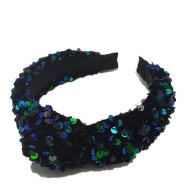 China 2021 European And American Style Grandwell Hair Accessories Sequin Velvet Headband Children Hair Accessories For Winter Custom Designs Hair Trims for sale