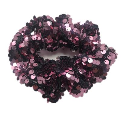 China European and American style Grandwell 2021 new custom design sequin double face scrunchies hair accessories designs for ponytail hair tie for sale