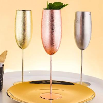 China Nordic Fashion Stainless Steel Metal Rose Gold Champagne Glass Luxury For Bar Vintage Flute Creative Cocktail Glasses for sale