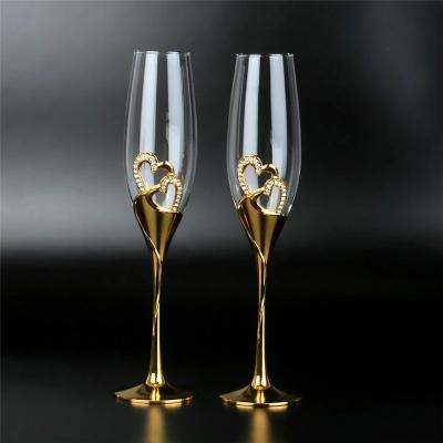 China Gold Wine Glass Set Crystal Glasses Bar Supplies Stemware Party Crystal Champagne Glasses Couple Wedding Fashion Gift for sale