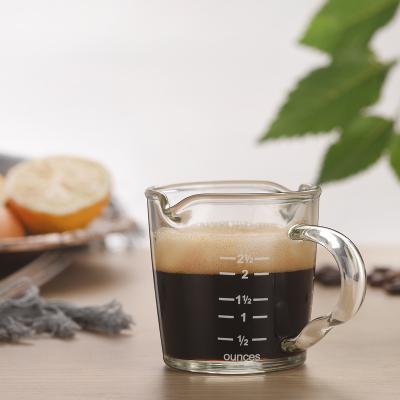 China Viable Transparent Small Milk Glass Cup With Scale Coffee Measuring Cup Mini Espresso Cup for sale