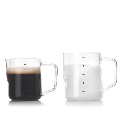 China Viable Coffee Latte Cup Milk Foam Latte Pot Coffee Espresso Cappuccino Sponge Glass Latte Jug for sale