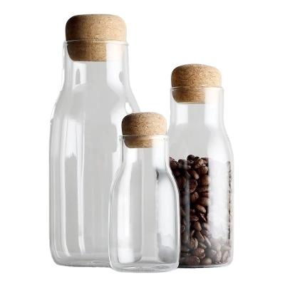 China Heatable Transparent Glass Box Mason Jar Cork Stopper Bottle Storage Jars Sealed Tea Coffee for sale