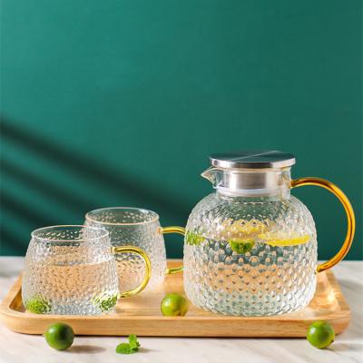 China Viable Borosilicate Glass Cold Hammer Grain Kettle High Cold Water Jug Set for sale