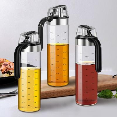 China Household Products Olive Oil Dispenser Bottle Auto Flip Condiment Container Automatic Cap and Leakproof Vinegar Glass Condiment Service for sale