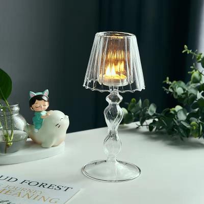 China Home Decoration European Simple Style Candlestick Table Lamp Glass Silver Chandelier for sale