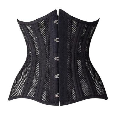 China Breathable Mesh Girdle Steel Corset Push Up High Waist Women Sexy Black Waist Trainer for sale