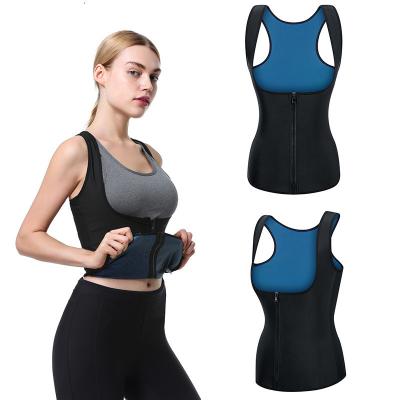 China Breathable Blue Vest Yoga Sauna Corset Female Black Belly Slimming Body Shaper Custom Waist Trainer for sale