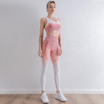 China Breathable yoga apparel suit women beauty back sports bra set quick-drying yoga vest pants seemless yoga sets for sale