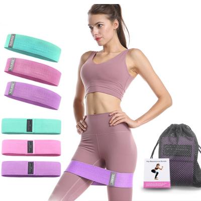 China Low MOQ Polyester+cotton Resistance Hip Bands Yoga Gym Exercise Bands Sets For Legs Glutes for sale