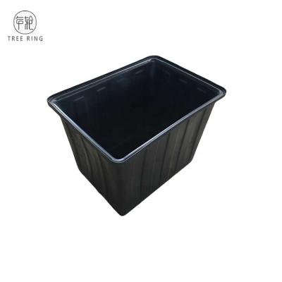 China Solid Box 300kg Square Black Rotational Molded Heavy Duty Rectangular Polypropylene Containers For Spinning Industrial for sale