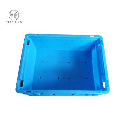 China Nally Recyclable Blue Color 20Lt Auto Crate With Industrial Automotive Solid Sides Vent Base For Shelving Warehouse for sale