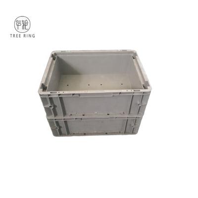 China Recyclable 600*400*280 Euro Stacking Basic Box Shaped Vented Plastic Automotive Crates For Assembly Line Situations for sale