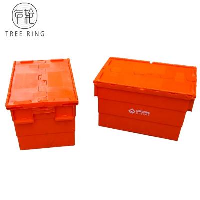 China Recycled Materials Treering Plastics Color Resistant Orange Color Stackable Nest Logistic Plastic Barrel With Lids For Files 600-360 Mm for sale