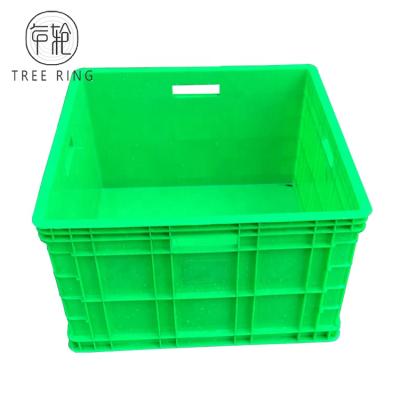 China Green Color 40Liter Sustainable Solid Stacking Cube Plastic Hobby Box For Seafood Display Size 495*495*H300mm for sale