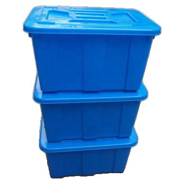 China 90Liter Stack Nest Polyethylene Plastic Recyclable Tote Tub With Cover For Water Storage for sale