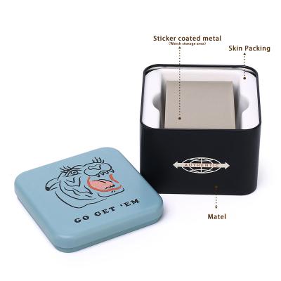 China Luxury Customizable Tiger Design Square Metal Watch Box Metal Tin Watch Box for Luxurious and Durable Stylish Watches: for sale