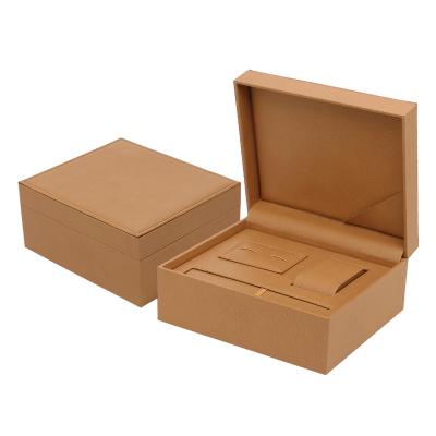 China Wholesale Custom Classic Elegant Luxury Brown Watch Factory Vintage PU Packaging Box Black Leather Watch Box for sale