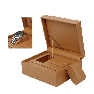 China Wholesale Custom Classic Elegant Luxury Brown Watch Factory Vintage PU Packaging Box Black Leather Watch Box for sale