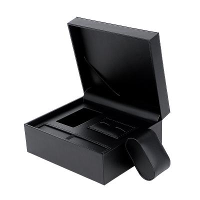 China Classic Elegant Vintage Luxury Custom Black Leather&plastic Watch Boxes Elevate Your Men's Watch Collection for sale