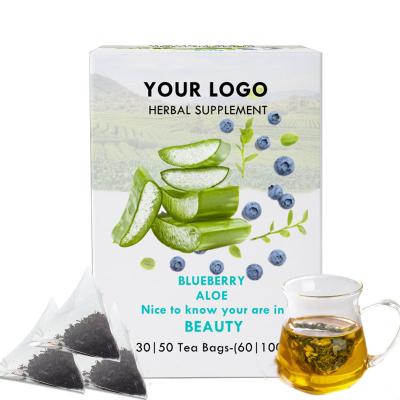 China Premium Cup Quality OEM For Beauty Blend Tea Blueberry Aloe Herbal Tea Bag With Private Label for sale