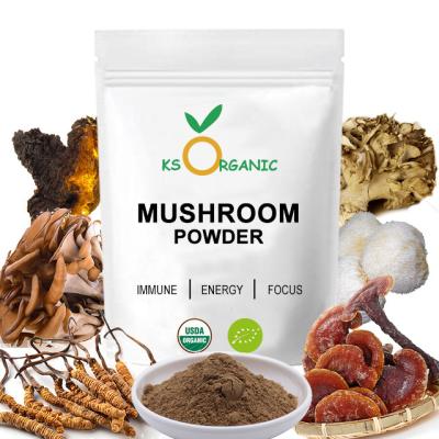 China Boost Your Immunity Private Label OEM Organic 6 in 1 Powerful Mushroom Extract Powder Blend Lions Mane, Cordyceps, Reishi, Chaga, Turkey Tail, Maitake for sale