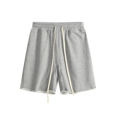 China High Quality Breathable Gray Cotton Logo Plain Solid Basic Style Custom Contrast Drawstring Sweat Shorts for sale