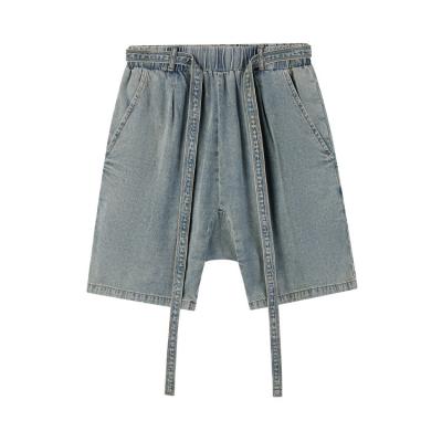 China New fashion men summer breathable stretch oversized denim shorts loose short jeans black blue brand denim swear for sale