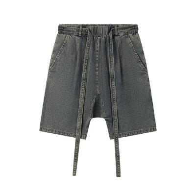 China High Street Fashion Brand Fog Style Nano Wash Breathable Denim Shorts Loose Flame Harem Shorts for sale